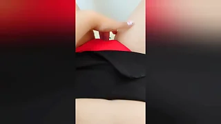 Young stepsister masturbates her muddied pussy flick through red panties when home alone - LuxuryOrgasm